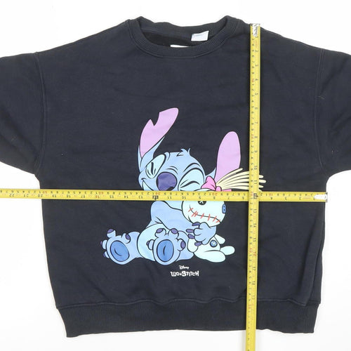 Zara Girls Black Lilo & Stitch Graphic Pullover Sweatshirt 11-12 Years