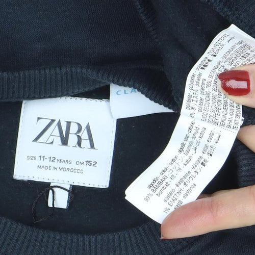 Zara Girls Black Lilo & Stitch Graphic Pullover Sweatshirt 11-12 Years