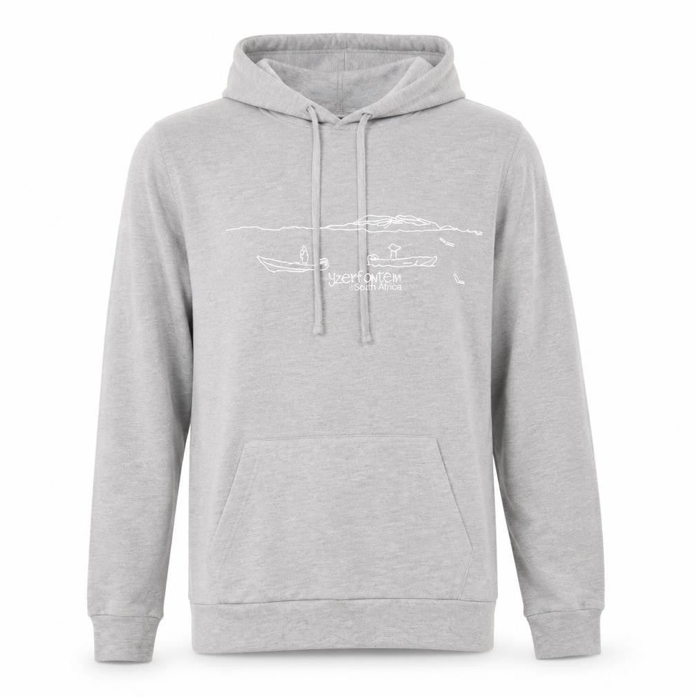 Front view of Altitude men’s grey pullover hoodie m graphic print outdoor style