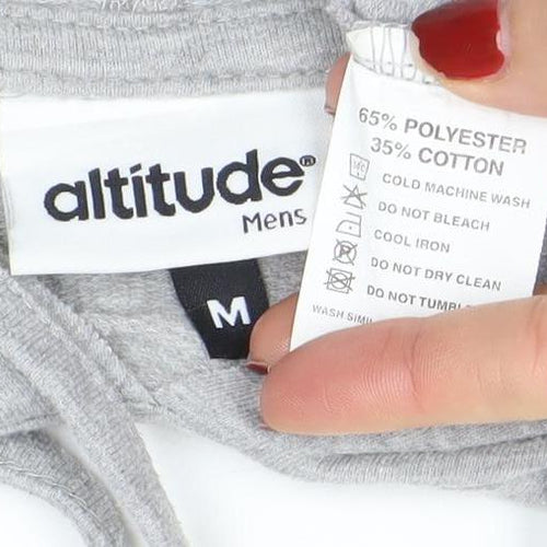 Altitude Mens Grey Pullover Hoodie M Graphic Print Outdoor Style