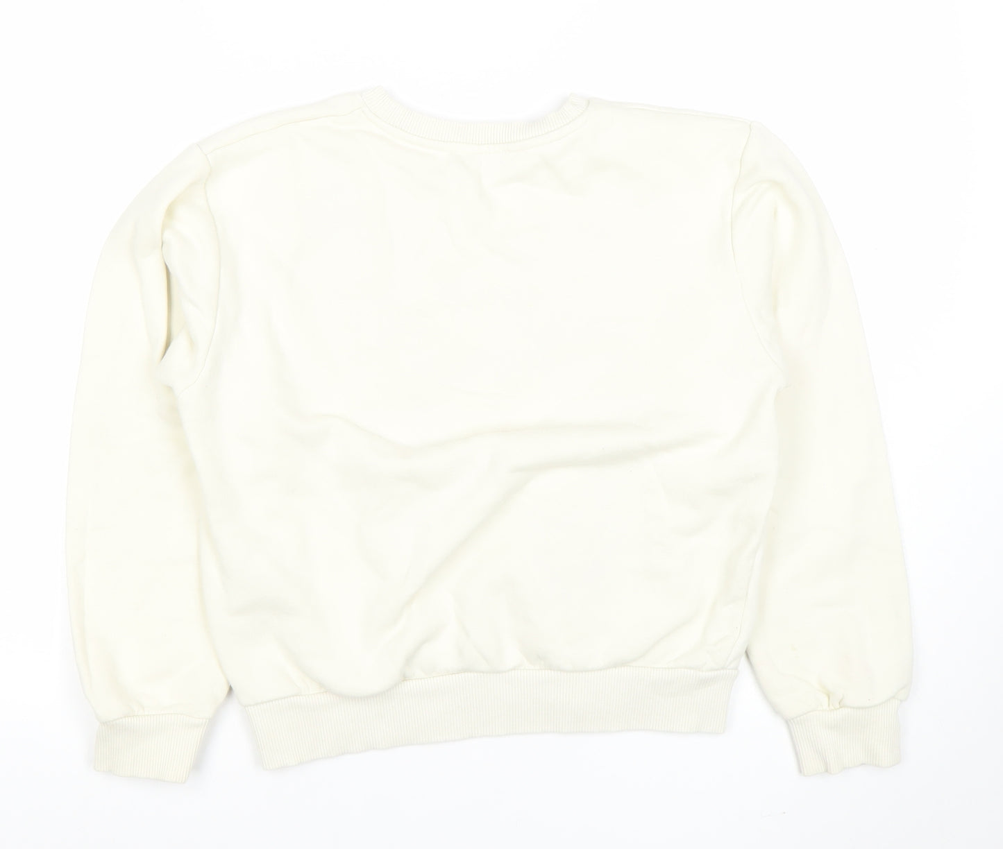Zara Women Ivory Floral Pullover Sweatshirt Size S Cotton Blend