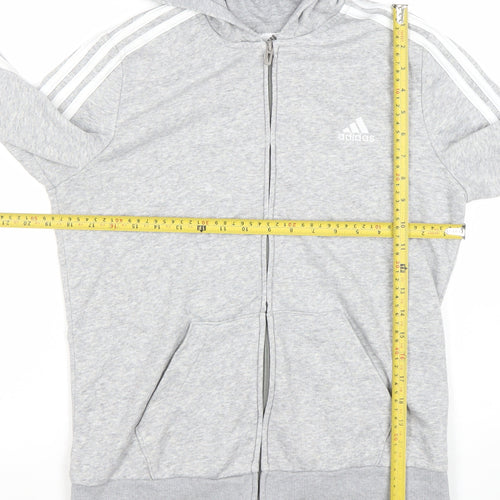 adidas Men’s Grey Full Zip Hoodie Medium Logo Lightweight