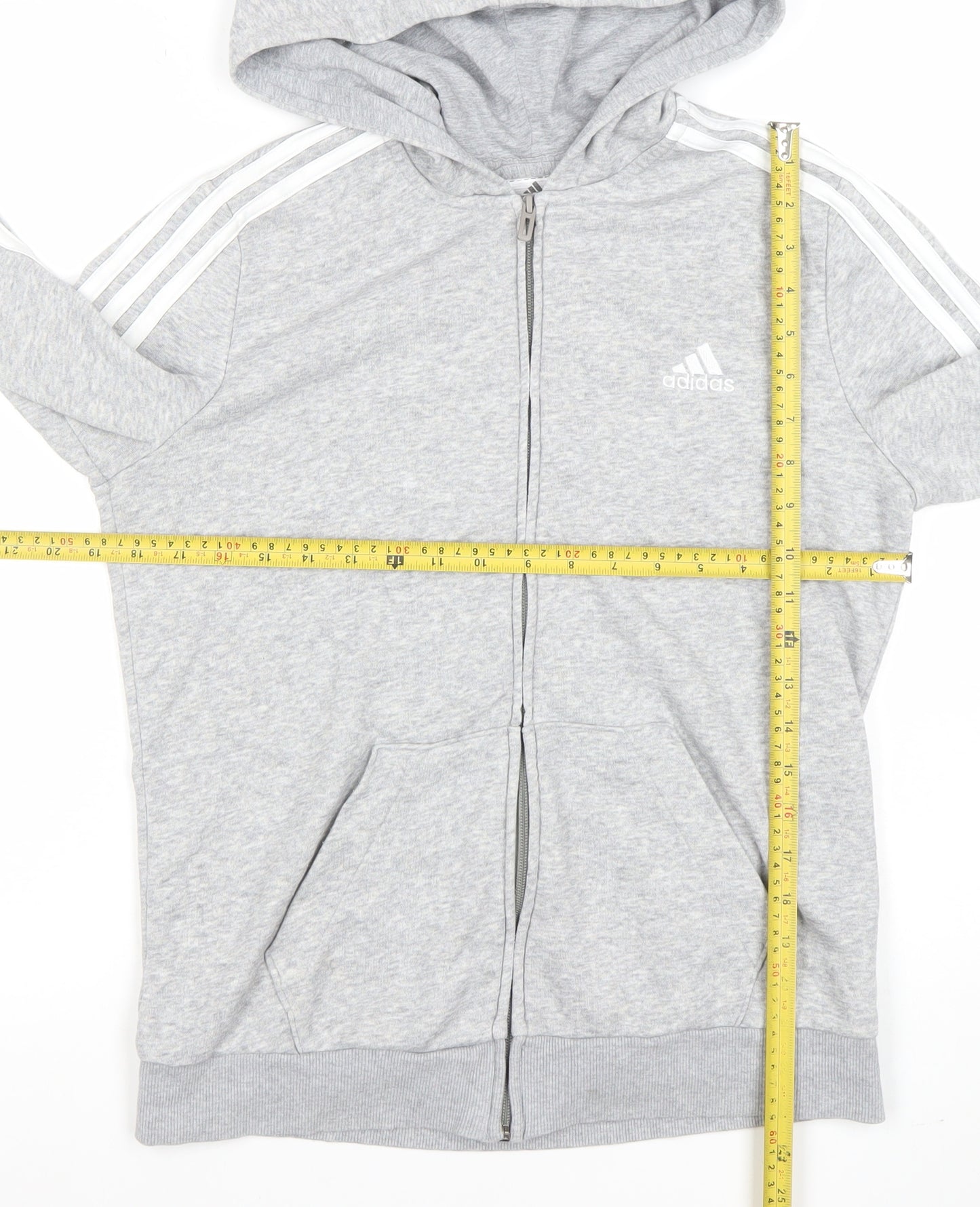 adidas Men’s Grey Full Zip Hoodie Medium Logo Lightweight
