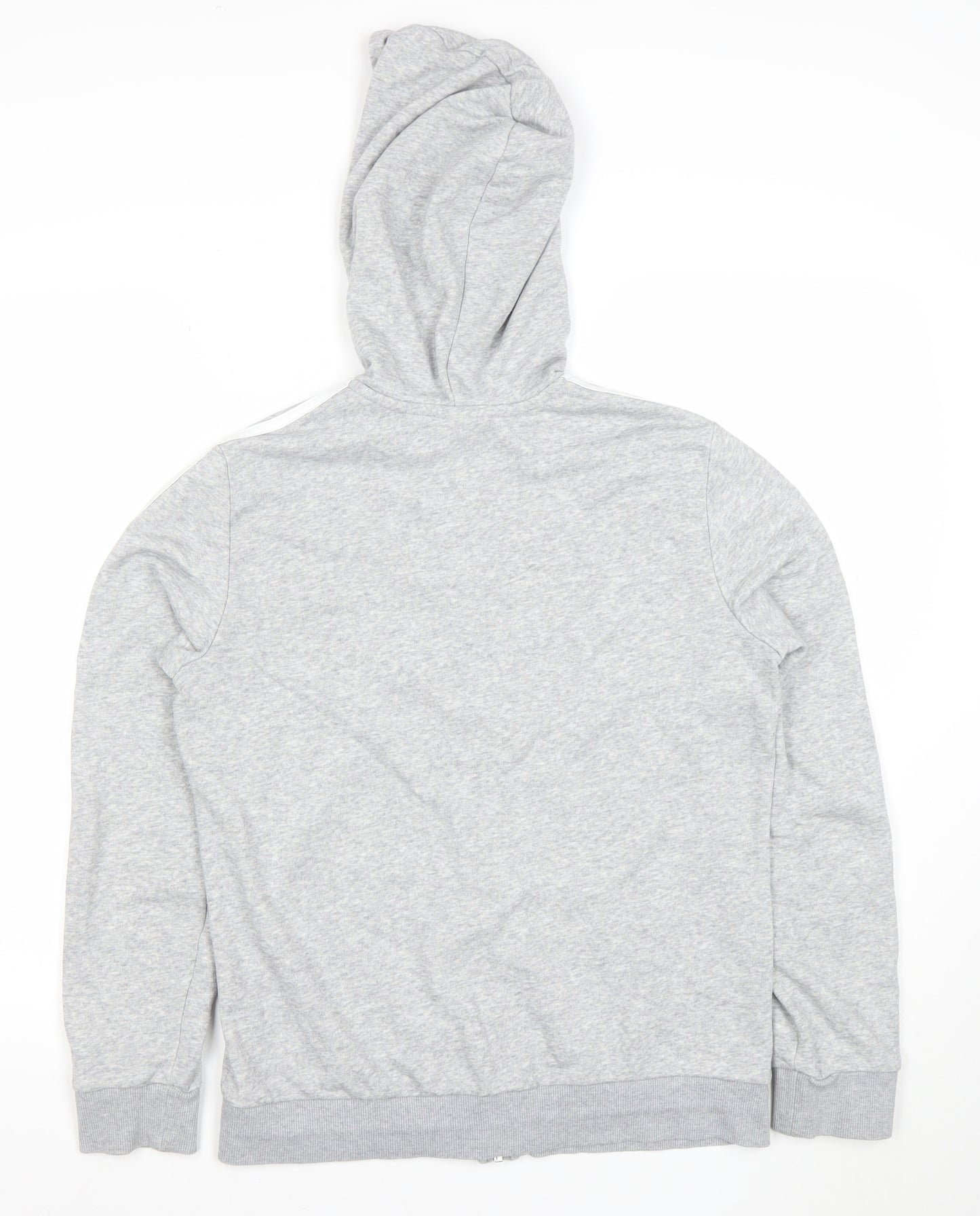 adidas Men’s Grey Full Zip Hoodie Medium Logo Lightweight