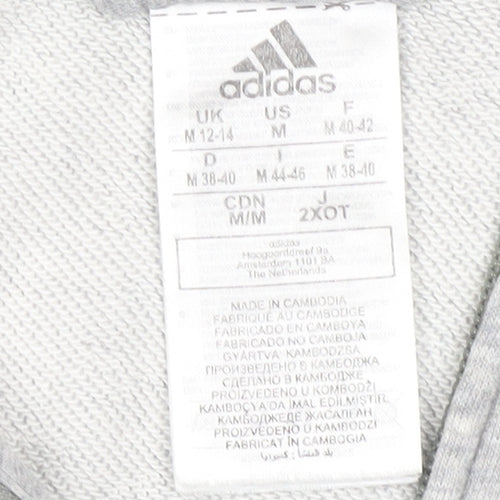 adidas Men’s Grey Full Zip Hoodie Medium Logo Lightweight