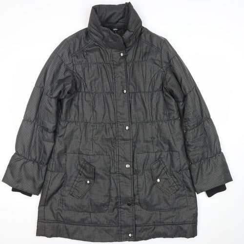 Marks and Spencer Women's Grey Check Long Puffer Coat Size M