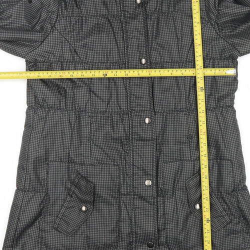 Marks and Spencer Women's Grey Check Long Puffer Coat Size M