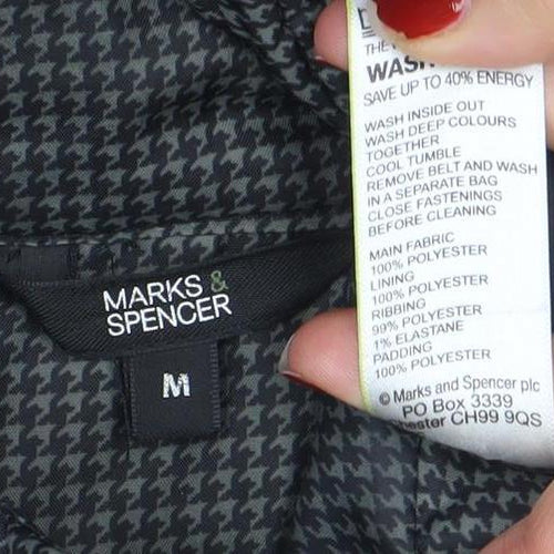 Marks and Spencer Women's Grey Check Long Puffer Coat Size M