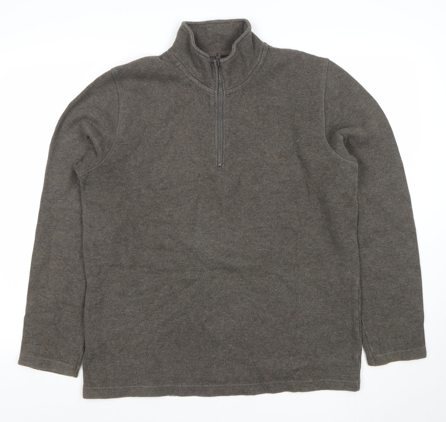 Austin Reed Men's Brown 1/4 Zip Cotton Sweater Medium
