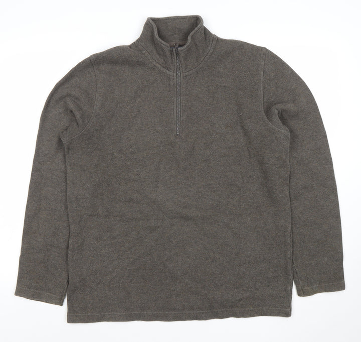 Austin Reed Men's Brown 1/4 Zip Cotton Sweater Medium