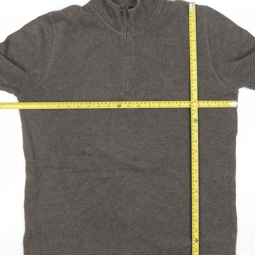 Austin Reed Men's Brown 1/4 Zip Cotton Sweater Medium