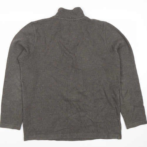 Austin Reed Men's Brown 1/4 Zip Cotton Sweater Medium