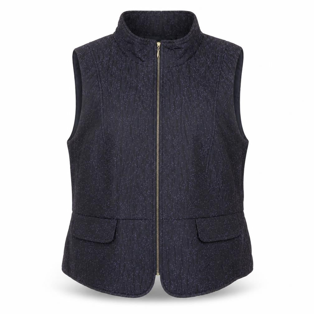 Front view of Simonton Says Women Black 2XL Lined Zip Waistcoat