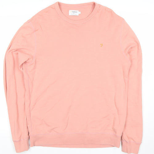 Farah Men's Pink Organic Cotton Crew Neck Sweatshirt Size L