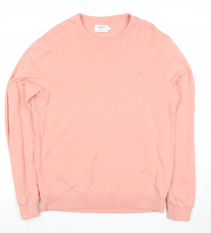 Farah Men's Pink Organic Cotton Crew Neck Sweatshirt Size L