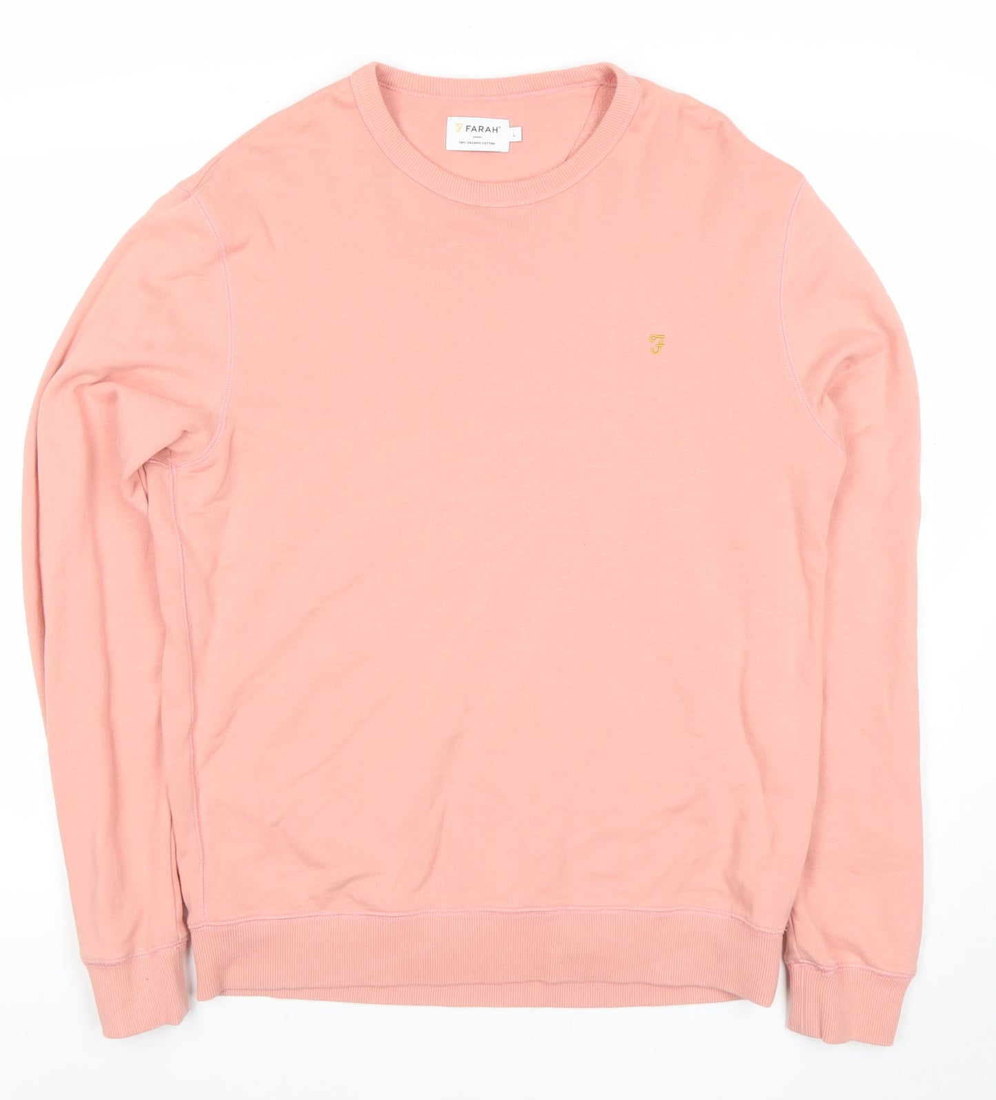 Farah Men's Pink Organic Cotton Crew Neck Sweatshirt Size L