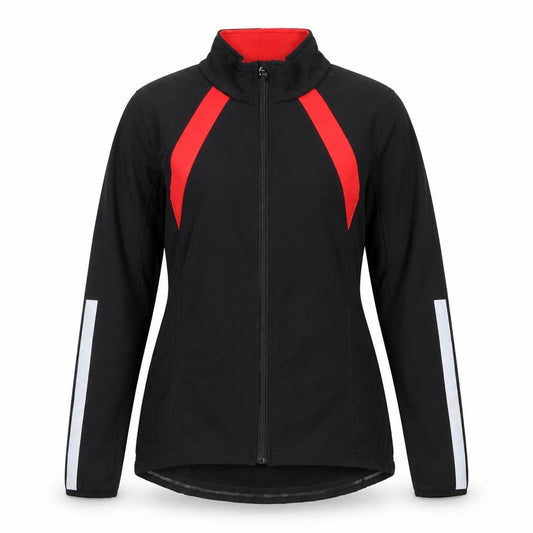 Front view of Crane Women's Black Softshell Reflective Sports Jacket, size 10