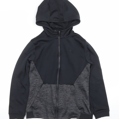 Under Armour Boys Black Full Zip Hoodie YL Loose Fit ColdGear