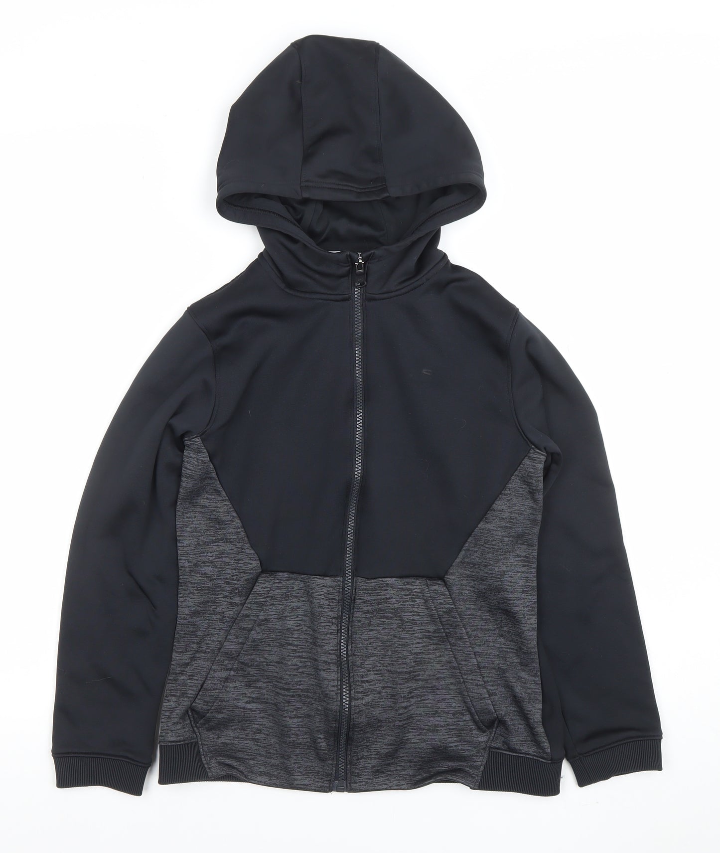 Under Armour Boys Black Full Zip Hoodie YL Loose Fit ColdGear