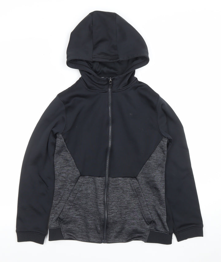 Under Armour Boys Black Full Zip Hoodie YL Loose Fit ColdGear