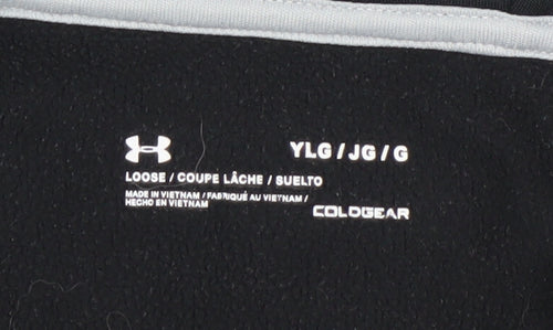 Under Armour Boys Black Full Zip Hoodie YL Loose Fit ColdGear