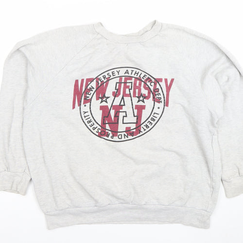 Topman Men's Grey L College Graphic Crew Neck Sweatshirt