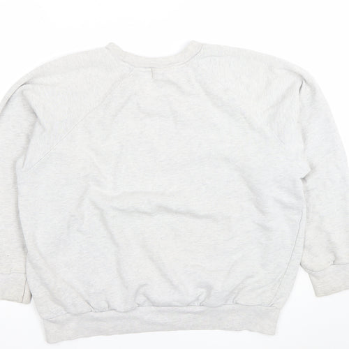 Topman Men's Grey L College Graphic Crew Neck Sweatshirt