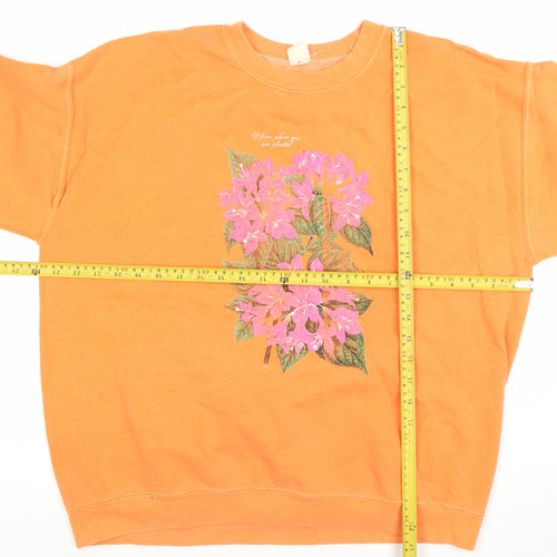 Great Outfitters Women Orange Floral Pullover Sweatshirt Size M