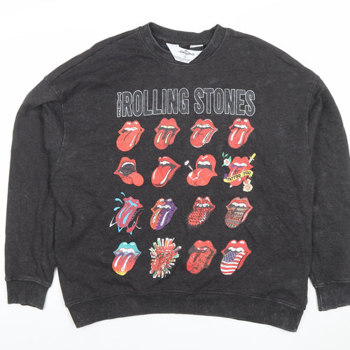 The Rolling Stones Women's Black XS Pullover Sweatshirt Graphic Cotton Blend