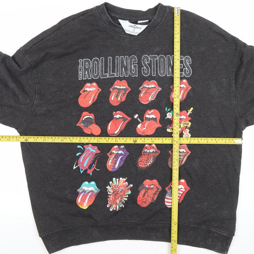 The Rolling Stones Women's Black XS Pullover Sweatshirt Graphic Cotton Blend