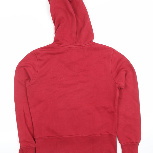 Adidas Women Red Pullover Hoodie Size 8 Cotton Blend Logo Sweatshirt