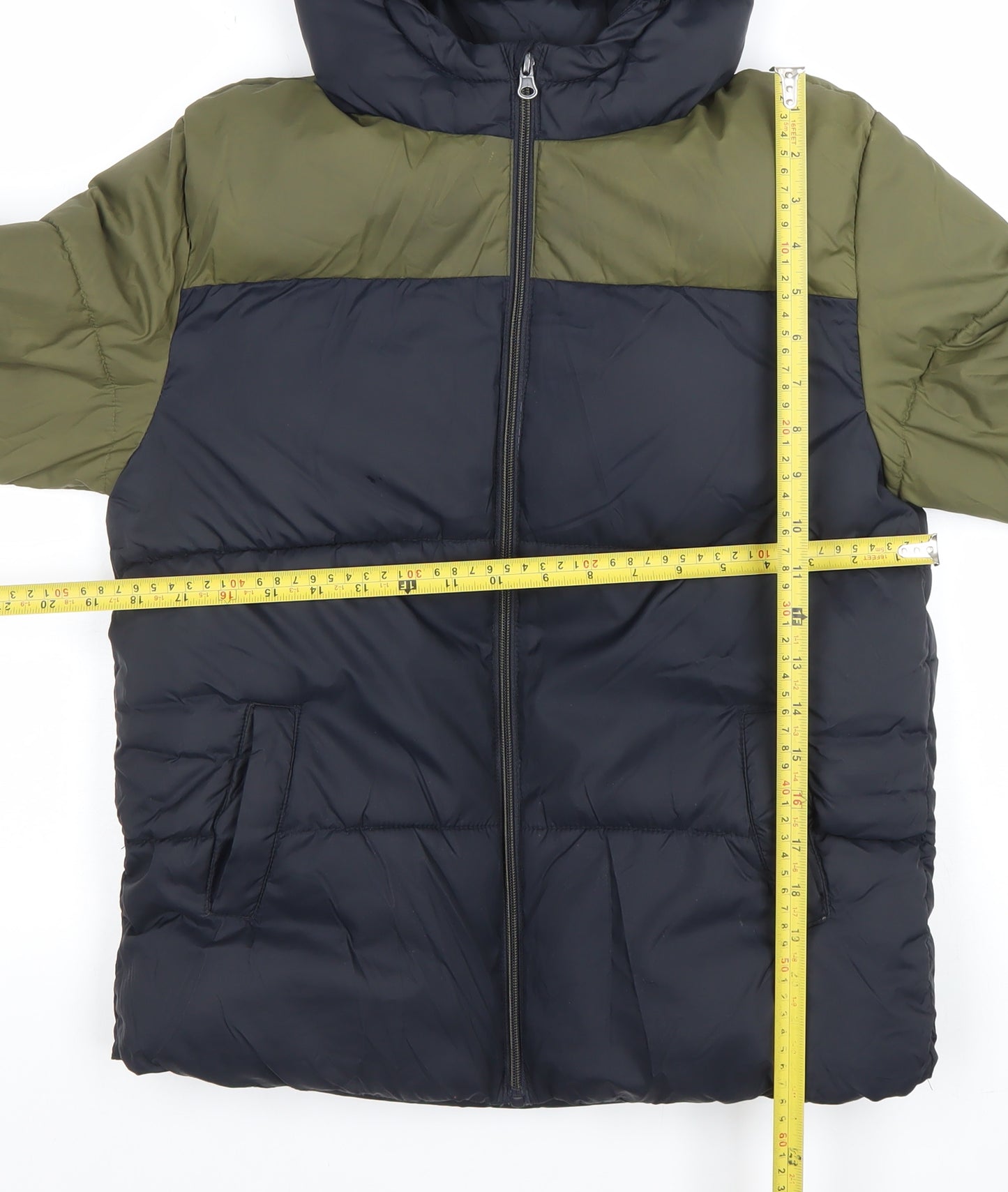 Mango Boys Green & Black Hooded Puffer Jacket 11-12 Years Winter Coat