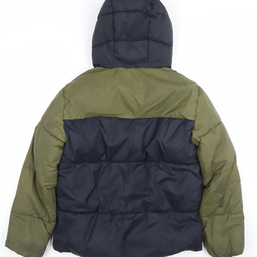 Mango Boys Green & Black Hooded Puffer Jacket 11-12 Years Winter Coat