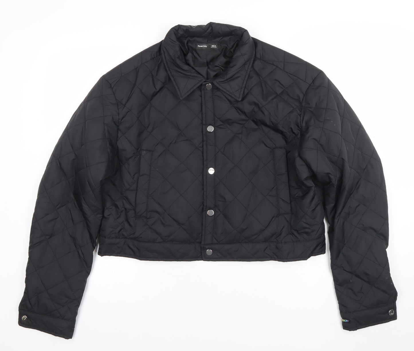 Fever City Women's Black Quilted Cropped Jacket Size M