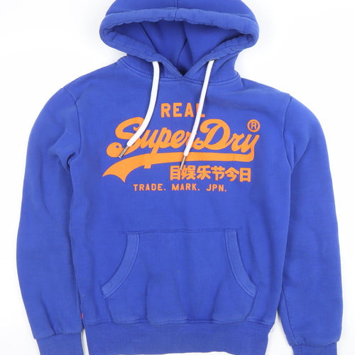 Superdry Mens Blue XS Pullover Hoodie with Logo Print