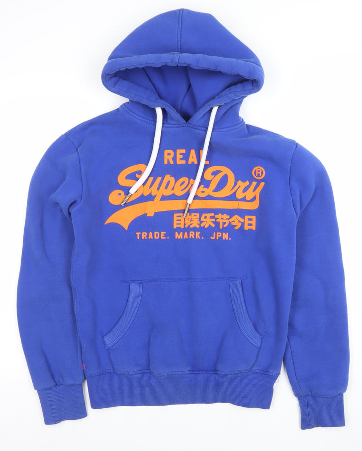 Superdry Mens Blue XS Pullover Hoodie with Logo Print