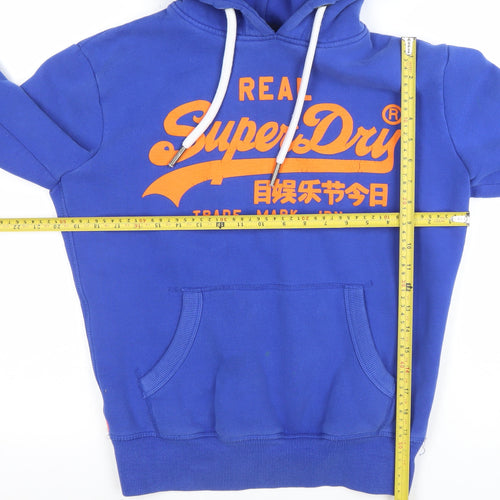 Superdry Mens Blue XS Pullover Hoodie with Logo Print