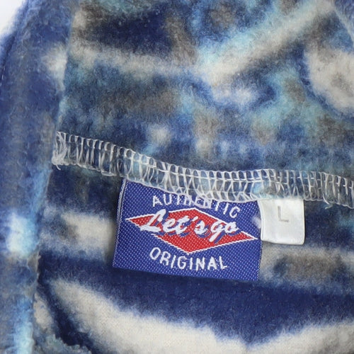 Let's Go Men's Blue Vintage Fleece Pullover Sweatshirt L