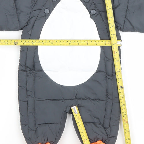 Marks and Spencer Unisex Baby Black Penguin Puffer Snowsuit 0-3 Months Winter Hooded