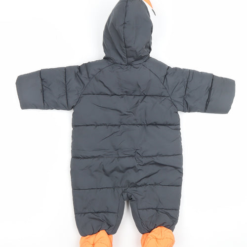 Marks and Spencer Unisex Baby Black Penguin Puffer Snowsuit 0-3 Months Winter Hooded