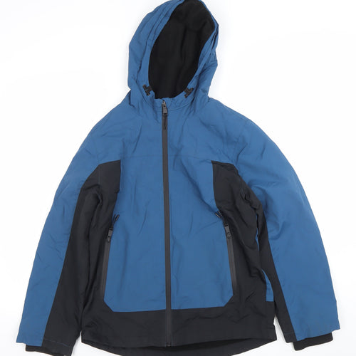 Marks and Spencer Boys Blue Hooded Puffer Jacket 11-12 Years Water Resistant