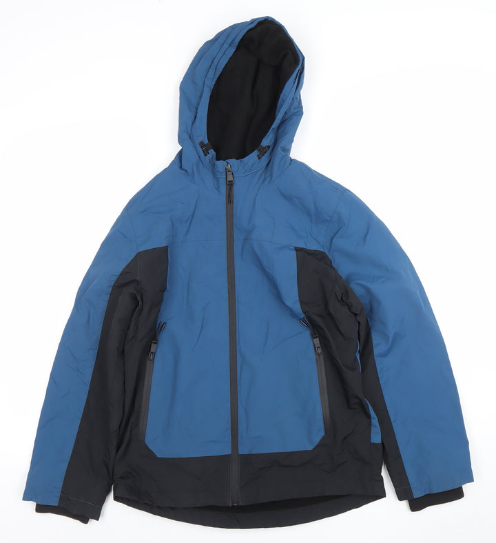 Marks and Spencer Boys Blue Hooded Puffer Jacket 11-12 Years Water Resistant