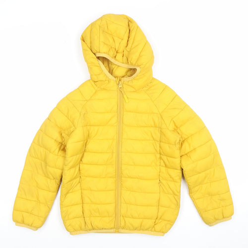 Marks and Spencer Boys Yellow Hooded Puffer Jacket 7-8 Years