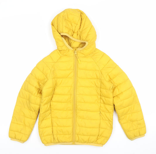Marks and Spencer Boys Yellow Hooded Puffer Jacket 7-8 Years