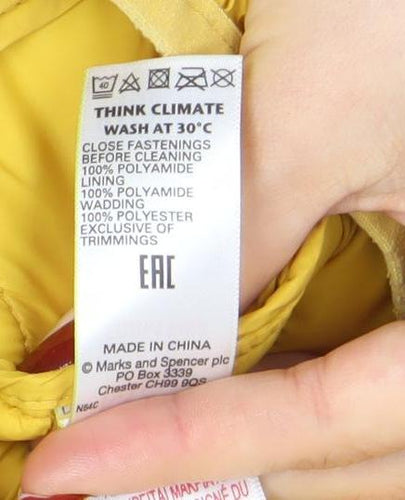 Marks and Spencer Boys Yellow Hooded Puffer Jacket 7-8 Years