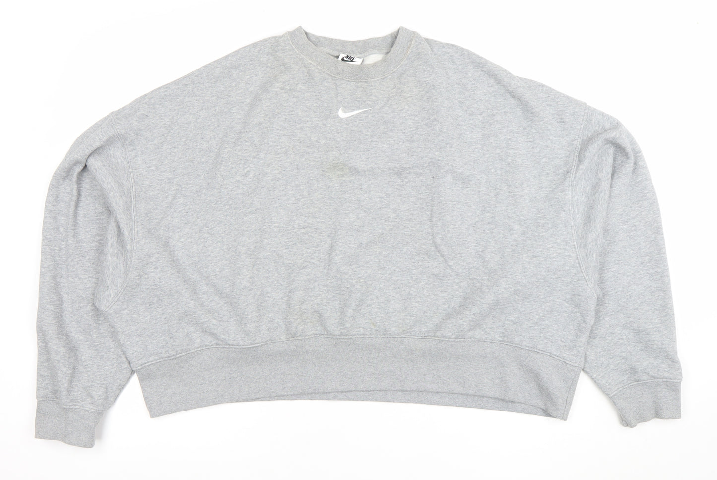 Nike Women Grey L Oversized Crew Neck Pullover Sweatshirt