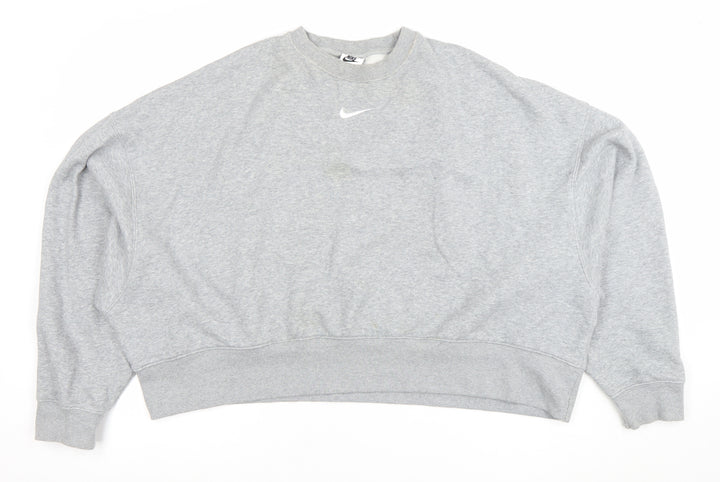 Nike Women Grey L Oversized Crew Neck Pullover Sweatshirt