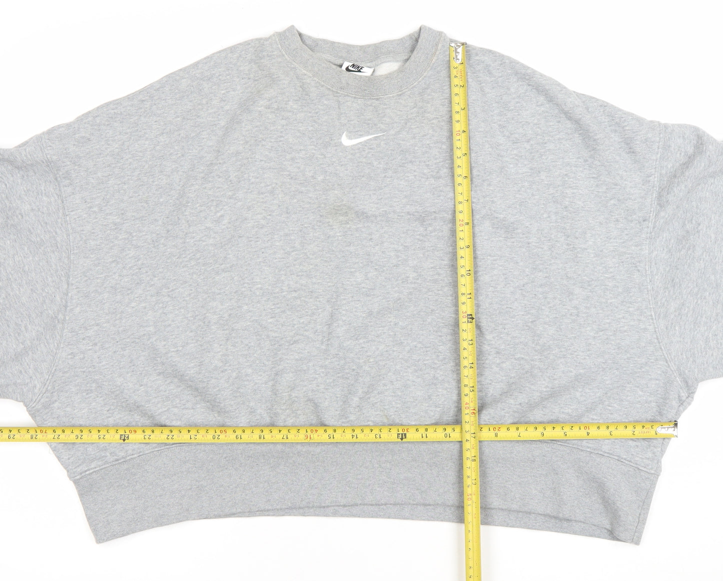 Nike Women Grey L Oversized Crew Neck Pullover Sweatshirt