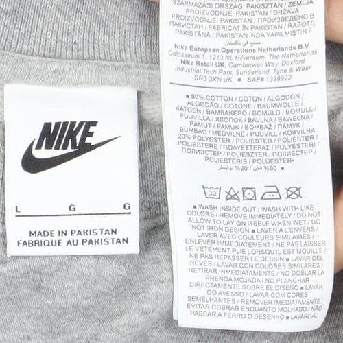 Nike Women Grey L Oversized Crew Neck Pullover Sweatshirt