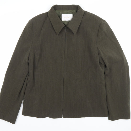 Lakeland Women Brown Wool Blend Zip Suit Jacket Size 14 Regular